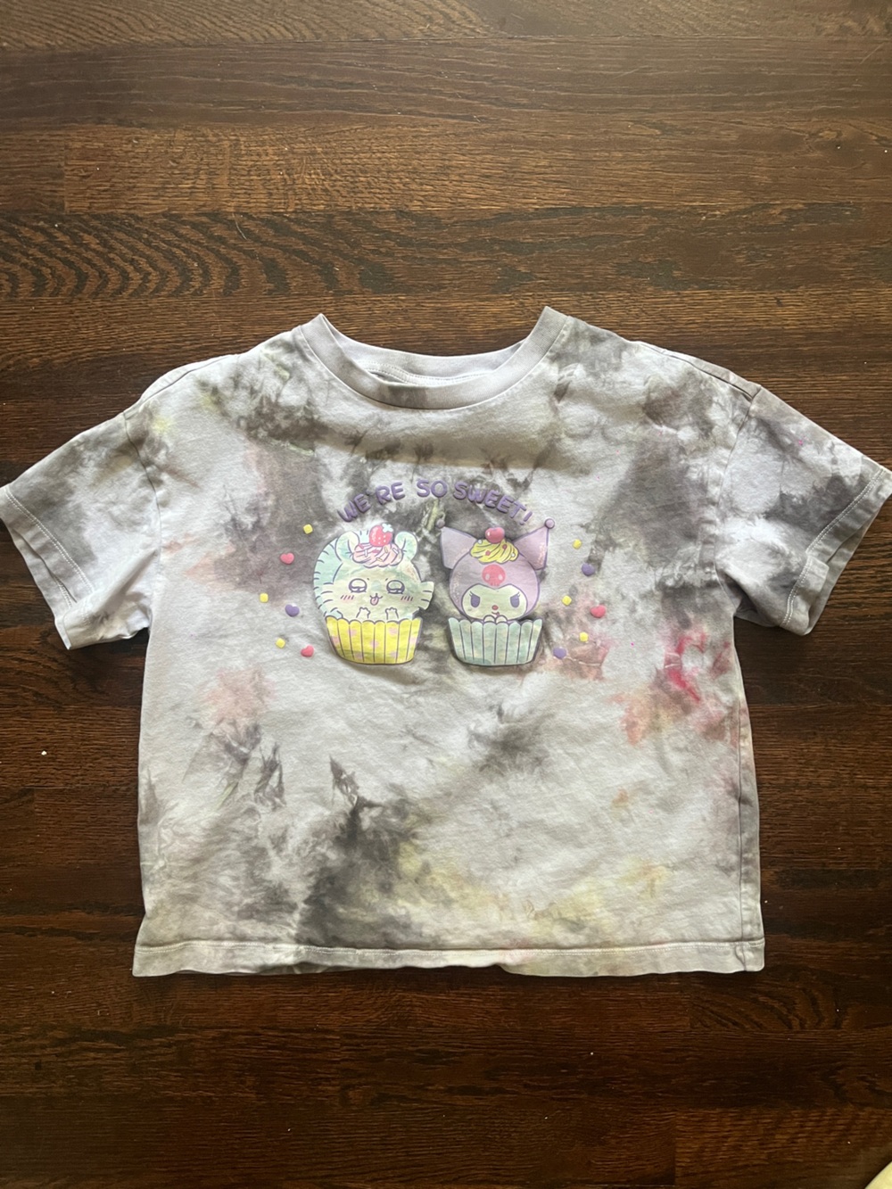 Kids Tie-Dye Cupcake Graphic Tee - Gray